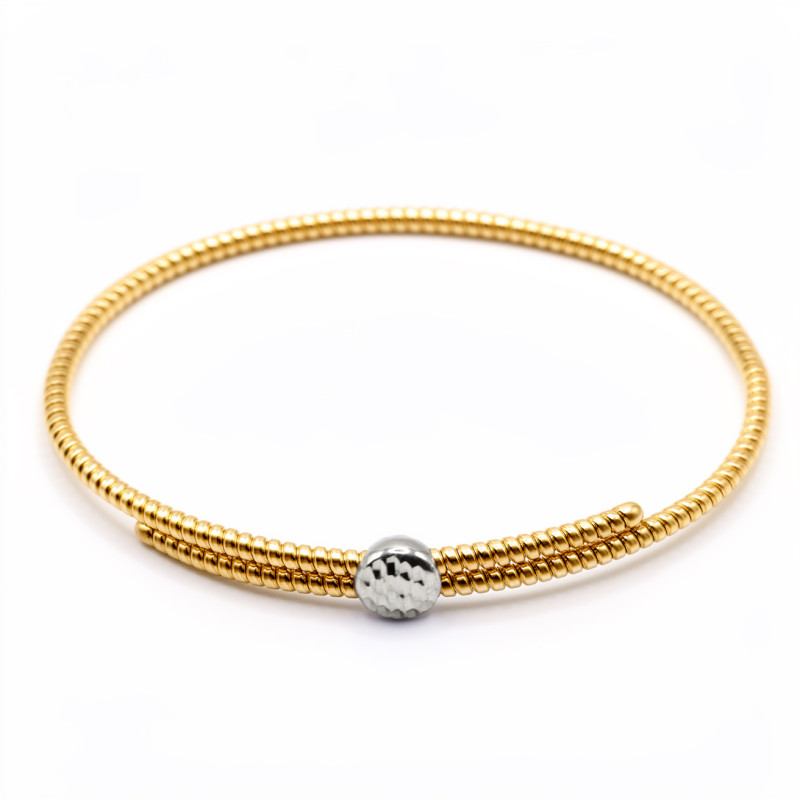 Bransoletka złota sztywna okrągłą z diamentowaną wstawką