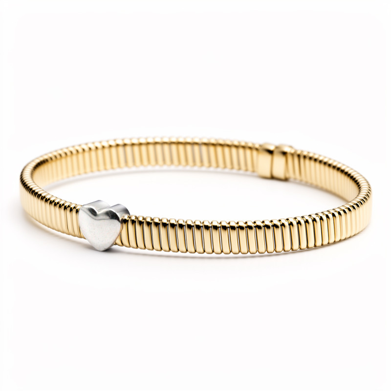 Bransoletka złota sztywna owalna z sercem