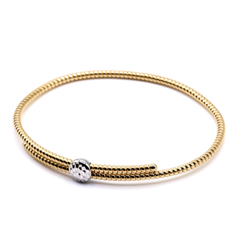 Bransoletka złota sztywna okrągłą z diamentowaną wstawką